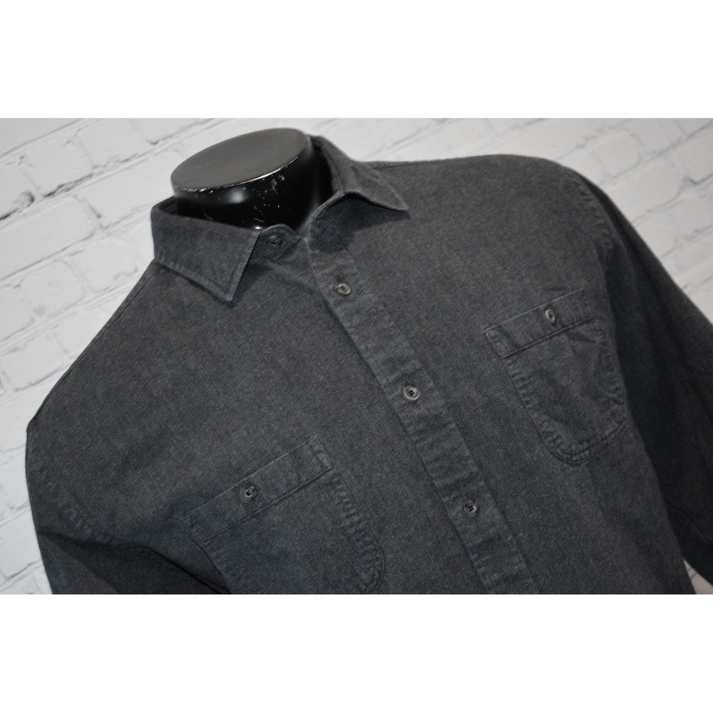 UNTUCKit Button Down Mens XXL 2XL Charcoal Grey Herringbone Flannel Long Sleeve - Picture 2 of 7